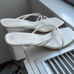 White Strappy Block Heel
